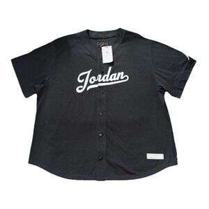 Mens XXL-Nike Air Jordan Black MVP Button Up Baseball Jersey FN4663-010 2XL